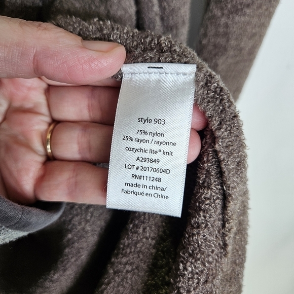 Barefoot Dreams‎ cozychic Brown Open Front Cardigan Sweater Pockets S/M EUC - Picture 10 of 12